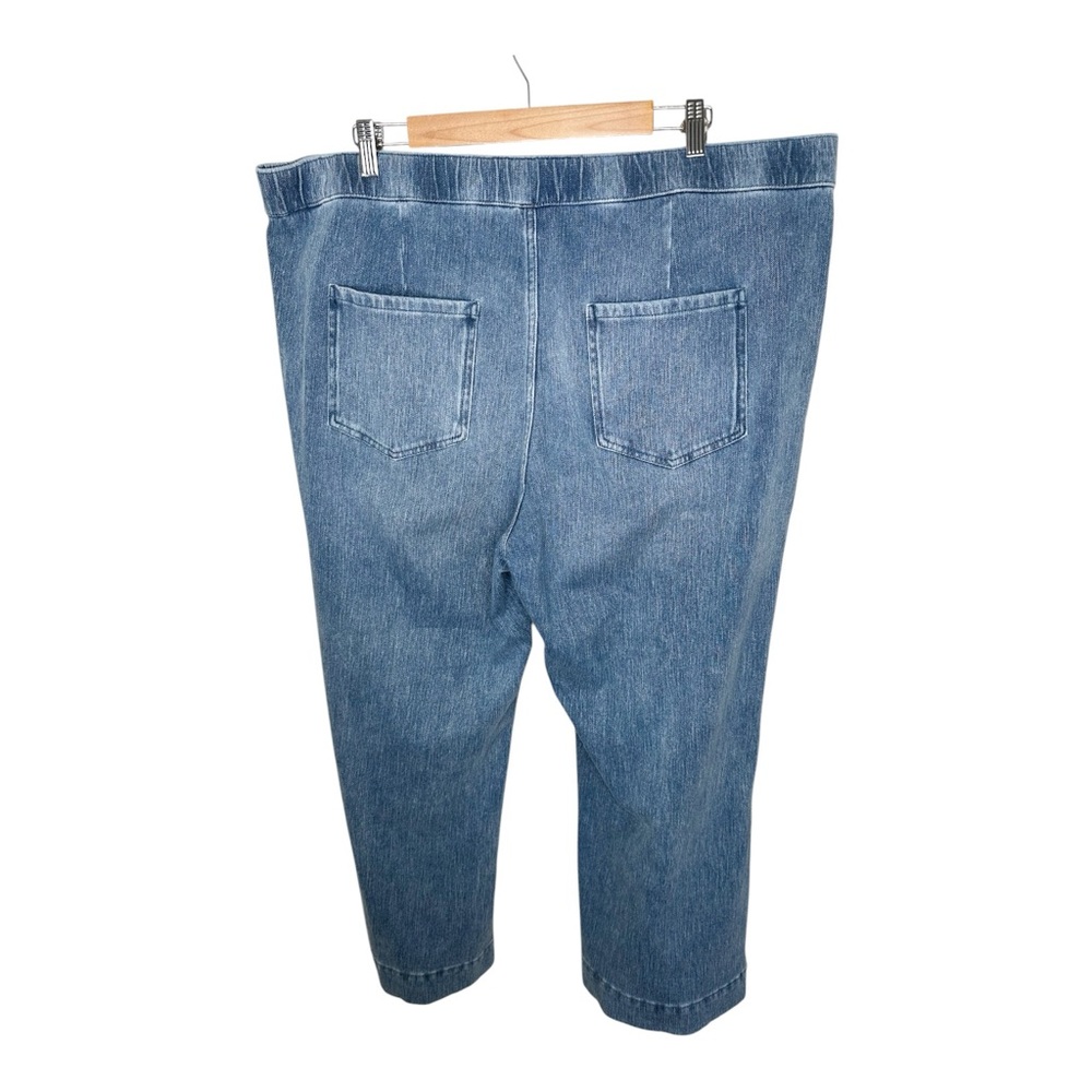 Isaac Mizrahi Live Front Seam Pull On Stretch Wide Leg Jeans Size 24W Petite - Picture 3 of 8